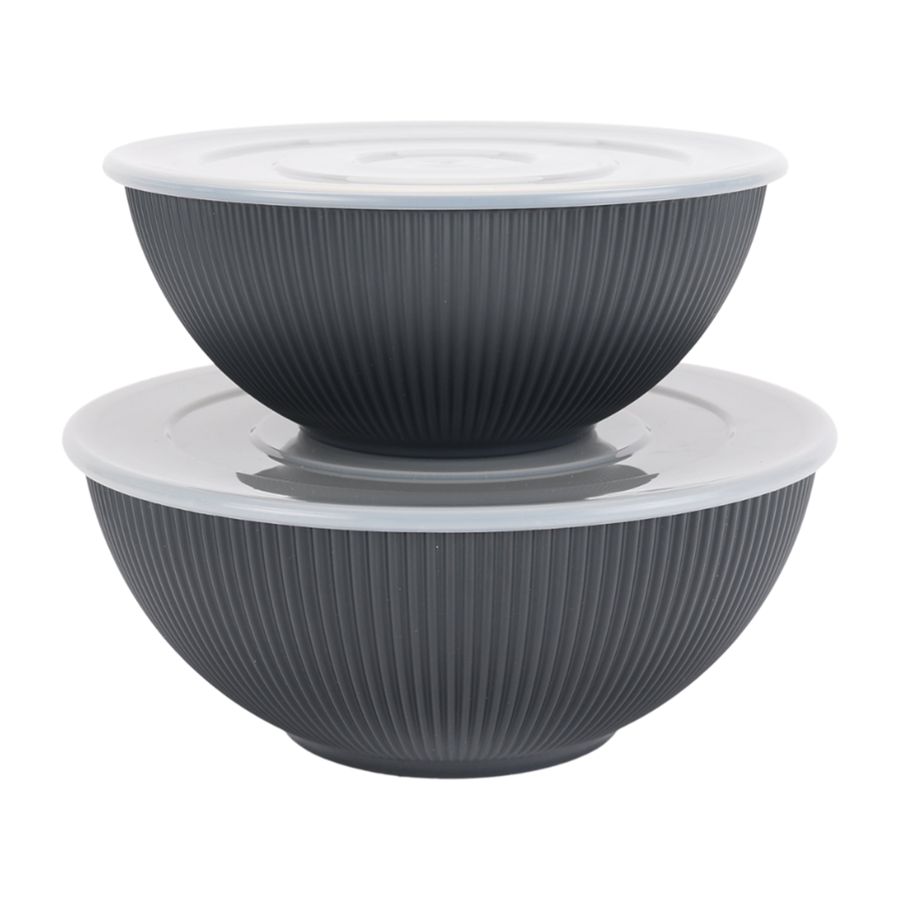 (4 pack) Mainstays - Black 4-Piece Eco-Friendly Recycled Plastic Serve Bowl Set