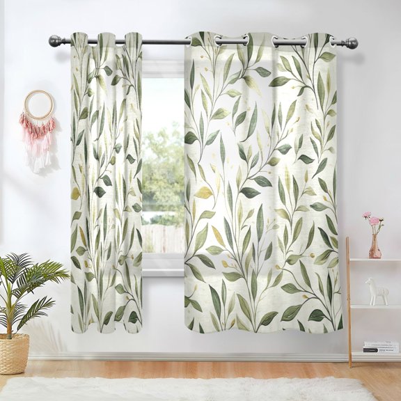 Yayeee Window Curtains Set of 2 for Living Room Light Filtering 63"x42", Lush Greenery