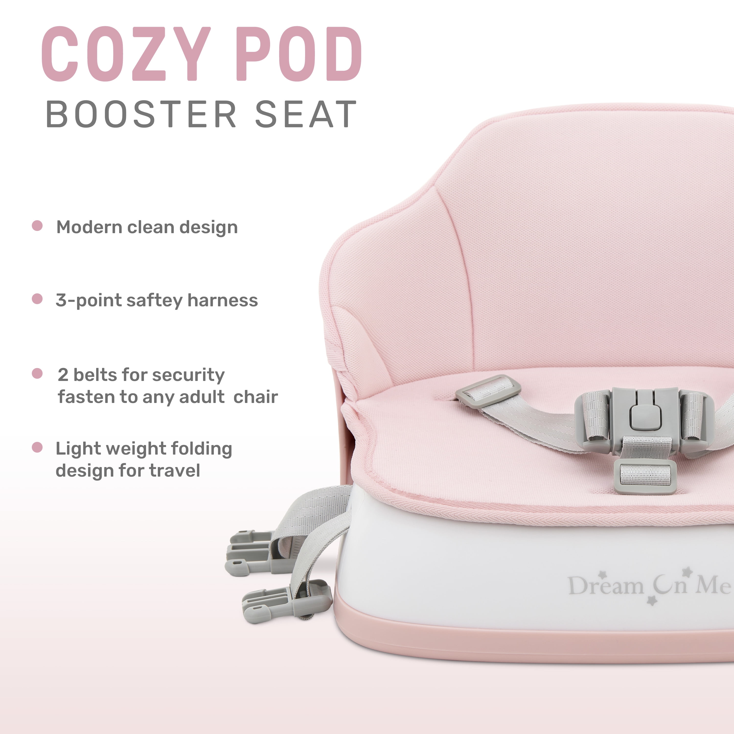 Dream On Me Cozy Pod Booster Seat with Removable Cover, Pink