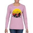 thumbnail image 2 of Wild Bobby Sunset Silhoutte Unicorn and Sasquatch Women Graphic Long Sleeve Tee, 2 of 6