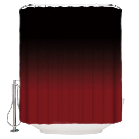 Black Red Shower Curtain, 36" x 72", Gradient Waterproof Bathroom Curtain Washable Shower Curtain Set with 12 Hooks