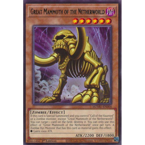 YuGiOh Maze of Muertos Rare Great Mammoth of the Netherworld MZMU-EN004