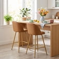 thumbnail image 2 of Homy Casa 2-Piece Brown PU Leather Counter Stools, 24.4" Seat Height, Curved Back Bar Chairs for Kitchen Island, 2 of 8