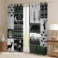 thumbnail image 2 of Retro Cabin Blackout Curtains 42"Wx90"L, Checkered Plaid Patchwork Curtains & Drapes Woodland Deer Bear Trees Curtains Country Farmhouse Wild Animal Window Treatments Camper Lodge Room Decor, 2 of 5
