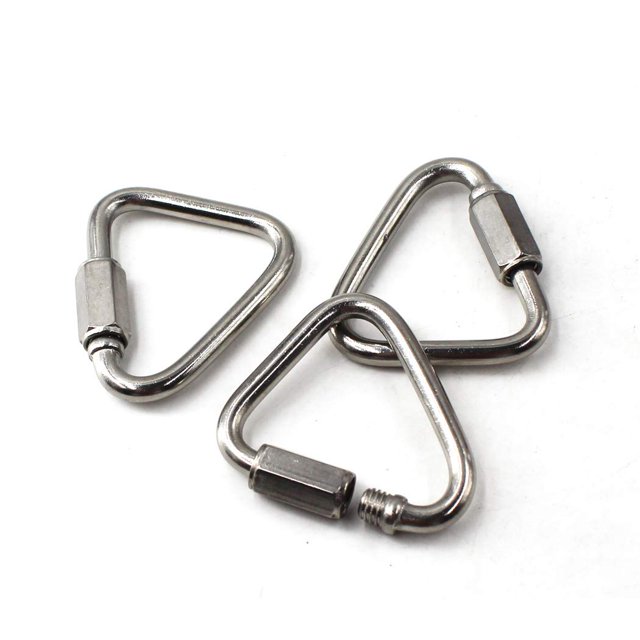 Flomore M8 Delta Quick Link 304 Stainless Steel Triangle Quicklink Chain Connector Screw Lock Carabiner Pack of 3