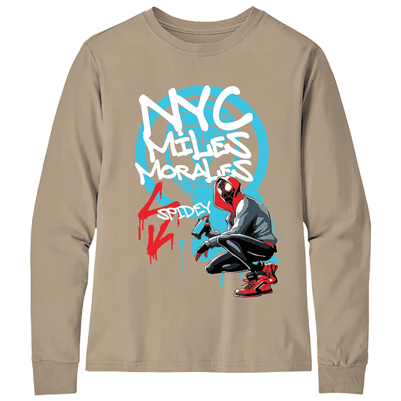 Marvel Boys Spiderman Miles Morales NYC Long Sleeve T-Shirt, Sizes 8-20