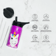 thumbnail image 4 of Botella de Agua para Niños 355ml Unicornio | Con Asa, 2 Tapas, 2 Popotes y Cepillo | Libre de BPA | B Life, 4 of 6