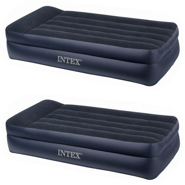 Intex Twin Raised Pillow Rest Flocked Airbeds with BuiltIn Air Pump (2