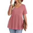 thumbnail image 6 of OGLCCG Plus Size Tops for Women Casual Oversized Tshirts for Women Loose Fit V Neck Babydoll Top Summer Basic Tees L-5XL, 6 of 6