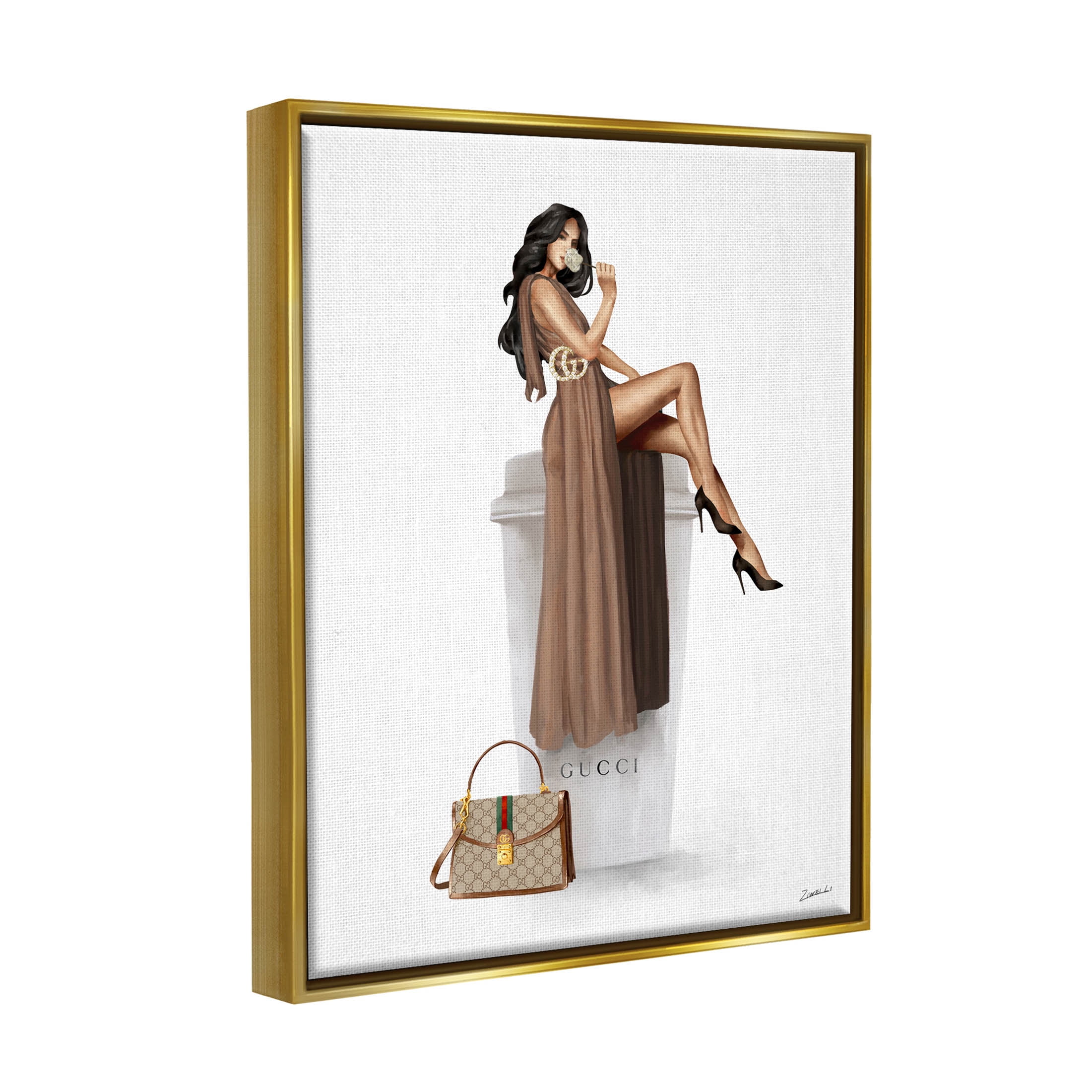 Stupell Industries Fashion Book Pile Glam Designer Accessories Blue Gold,  Designed by Ziwei Li Wall Art, 24 x 24, Canvas