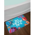 thumbnail image 2 of Pool Party Bath Mat, Its Summer Time Lettering with Beach Fun Sunglasses Starfish Balls Flip Flops, Plush Bathroom Decor Mat with Non Slip Backing, 29.5" X 17.5", Multicolor, by Ambesonne, 2 of 2