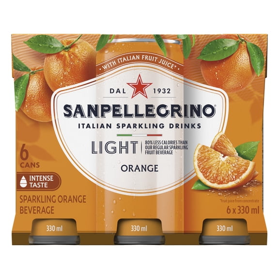 San Pellegrino Light Orange, Sparkling Fruit Beverage, 25 Calories Per Serving 6x330ml