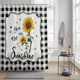 thumbnail image 3 of Floral Sunflowers Shower Curtain, Black Plaid You Are My Sunshine Country Waterproof Shower Curtain Set with 12 Hooks Lightweight Bath Curtains Fabric Bathroom Decor 72x72 Inches, 3 of 9