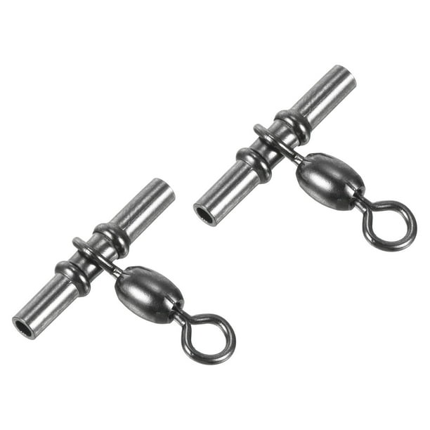 Conector Giratorio, 156lb Acero Inoxidable Cruce de Línea de 3 Vías para Pesca, Negro Paquete de 50