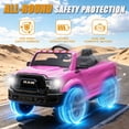 thumbnail image 5 of COCLUB RAM 2500 12V Electric Car for Kids, Ride on Toys W/Remote Control, Truck Bed Storage, Bluetooth, Music, Gift Pickup For Kids Aged 3-5, Pink, 5 of 8