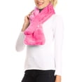 thumbnail image 4 of Sakkas Malen Long Rectangle Faux Fur Warm Soft Furry Wrap Around Loophole Scarf - Coral - OS, 4 of 5