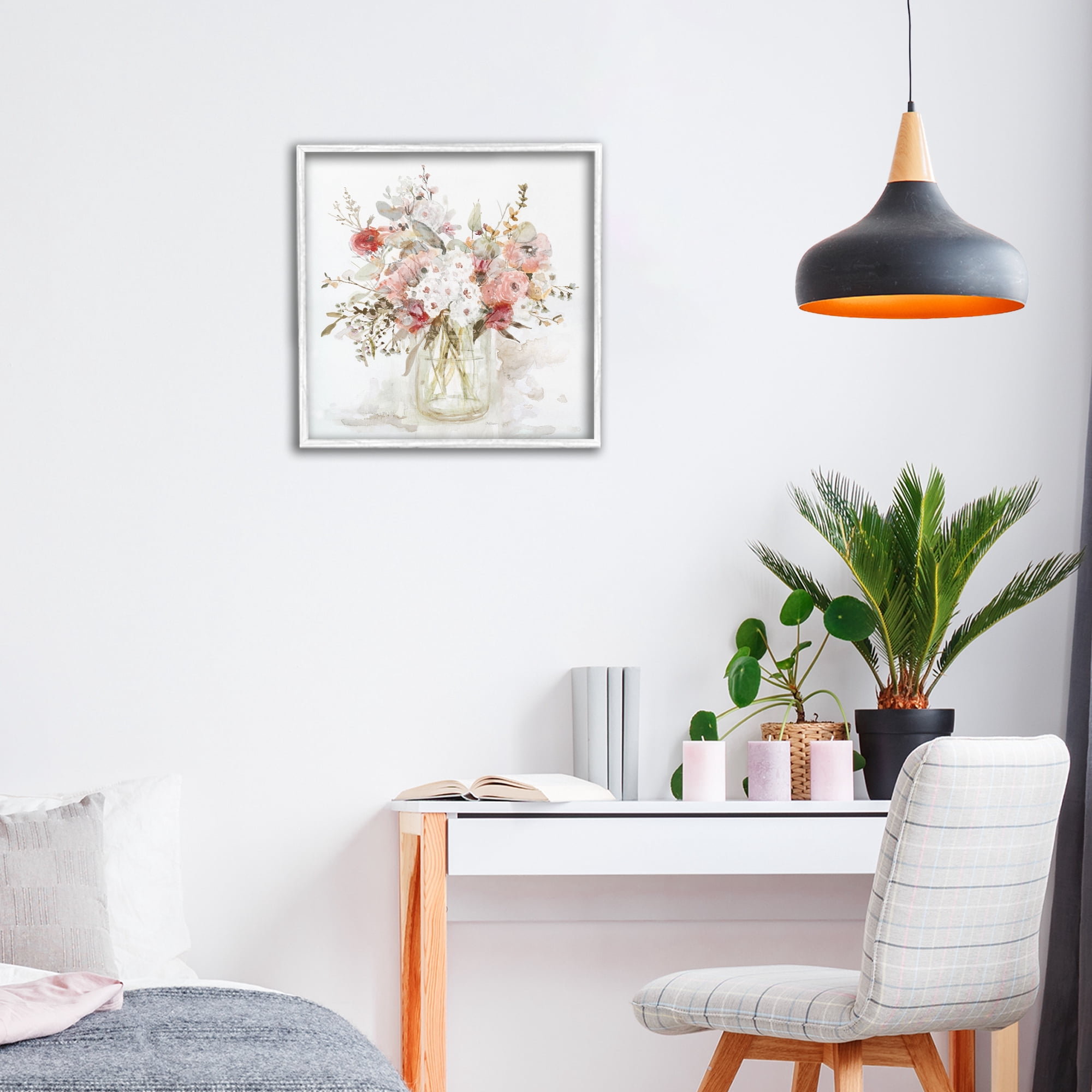 Stupell Industries Soft Blush Botanical Bouquet White Framed Giclee Art, design by Carol Robinson