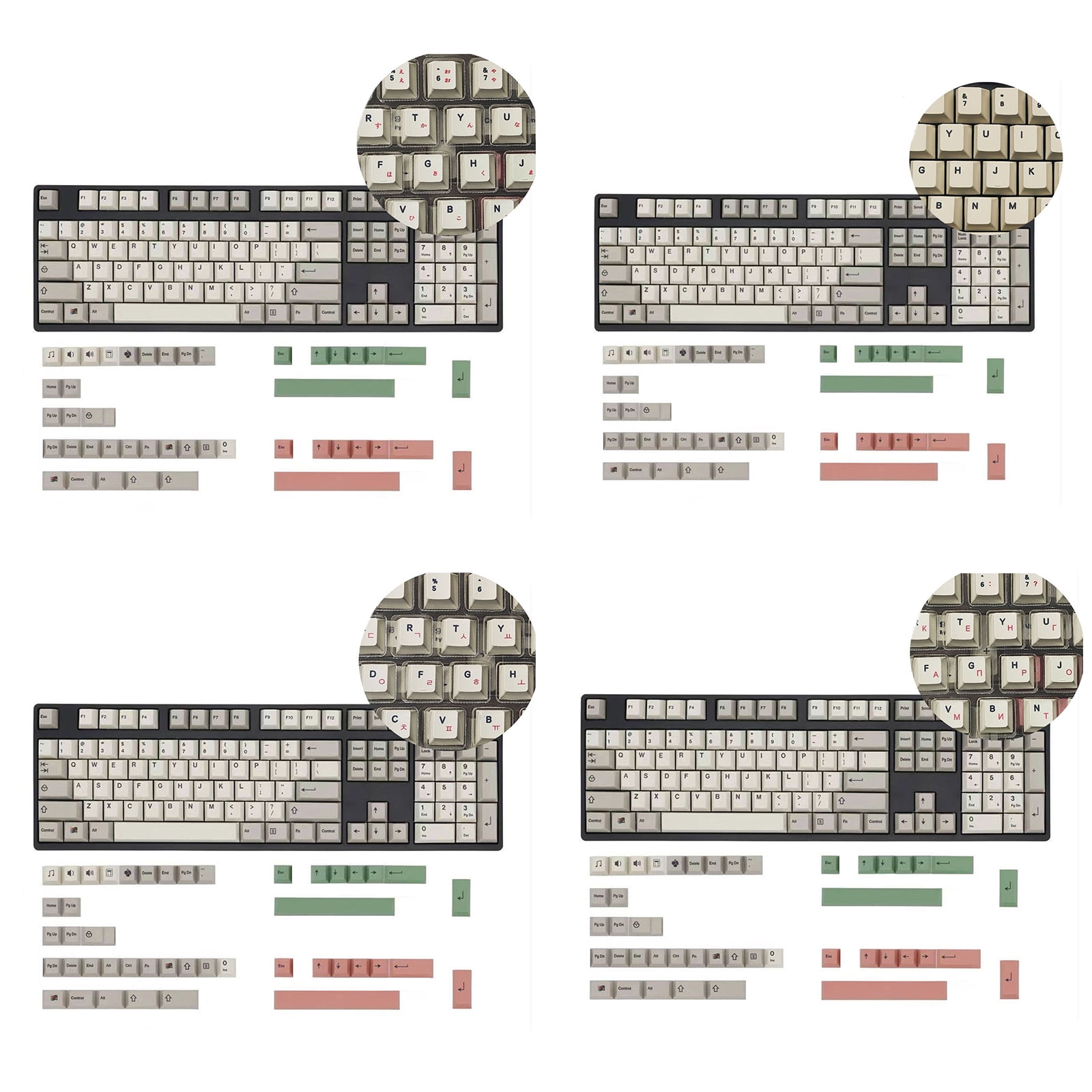 149key Keycaps Retro 9009 Theme with Backlighting for Mechanical Keyboards English/Korean/Japanese/Russian