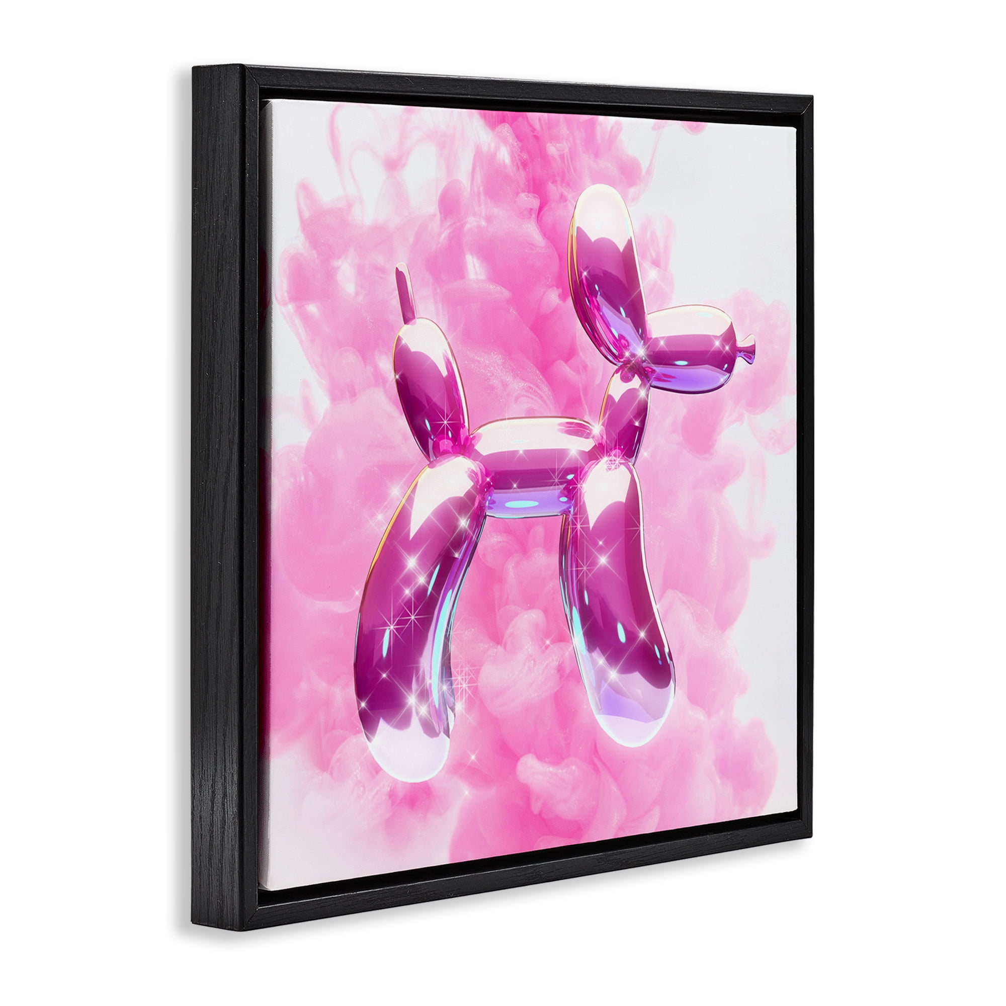 Stupell Industries Sparkle Balloon Dog Abstract Painting Black Floater Framed Canvas Art Print Wall Art, 18 x 18
