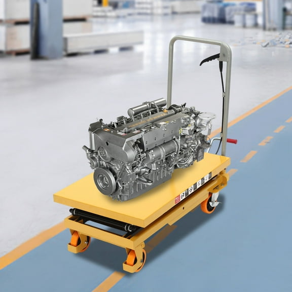 Hydraulic Lift with Locking Wheels for Material Handling and Transportation Hydraulic Scissor Lift Table, Single Scissor Hydraulic Lift Table