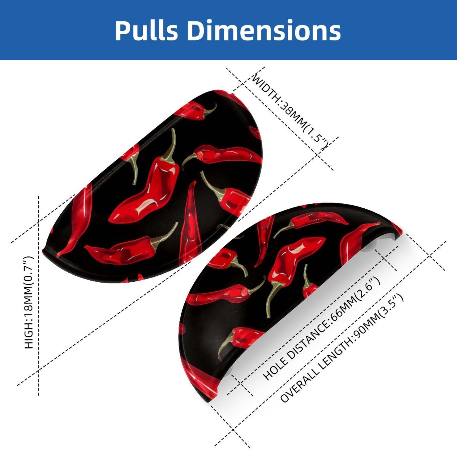 PhooArto 6 Pcs Cup Drawer Pulls, Red Chili Peppers Pattern Shell Shape Handles Cabinet Knobs for Dresser Cupboard Closet Wardrobe with Screws