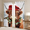 thumbnail image 2 of Castle Fairy Highland Cattle Curtains Pack of 2 (42x84 Each) for Teenagers,Merry Christmas Curtains Blackout,Festival Xmas Bedroom Curtains,Microfiber Bedroom Decor, 2 of 6