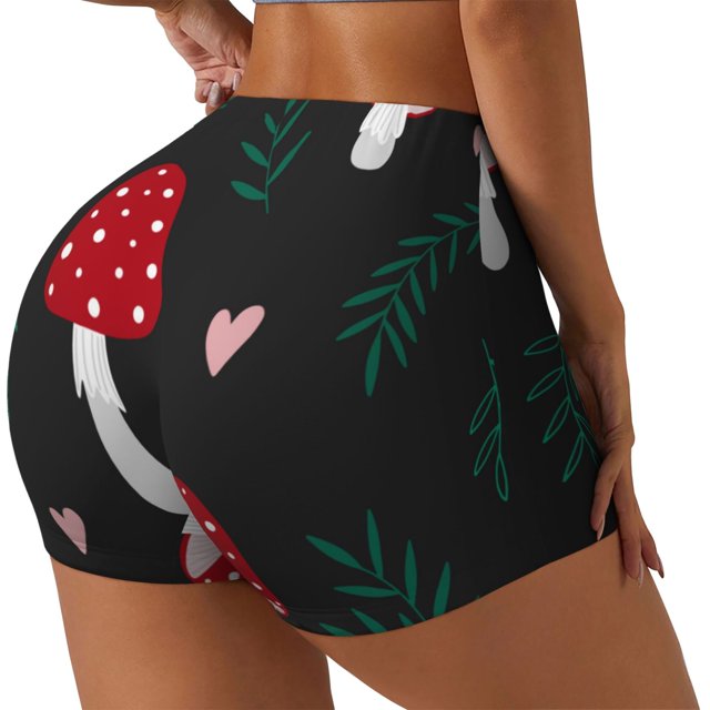 Fotbe Amanita Mushroom Shorts Sin Costuras – Shorts Deportivos de Cintura Alta para Mujer, Elásticos para Gimnasio, Yoga, Running o Ciclismo-Small