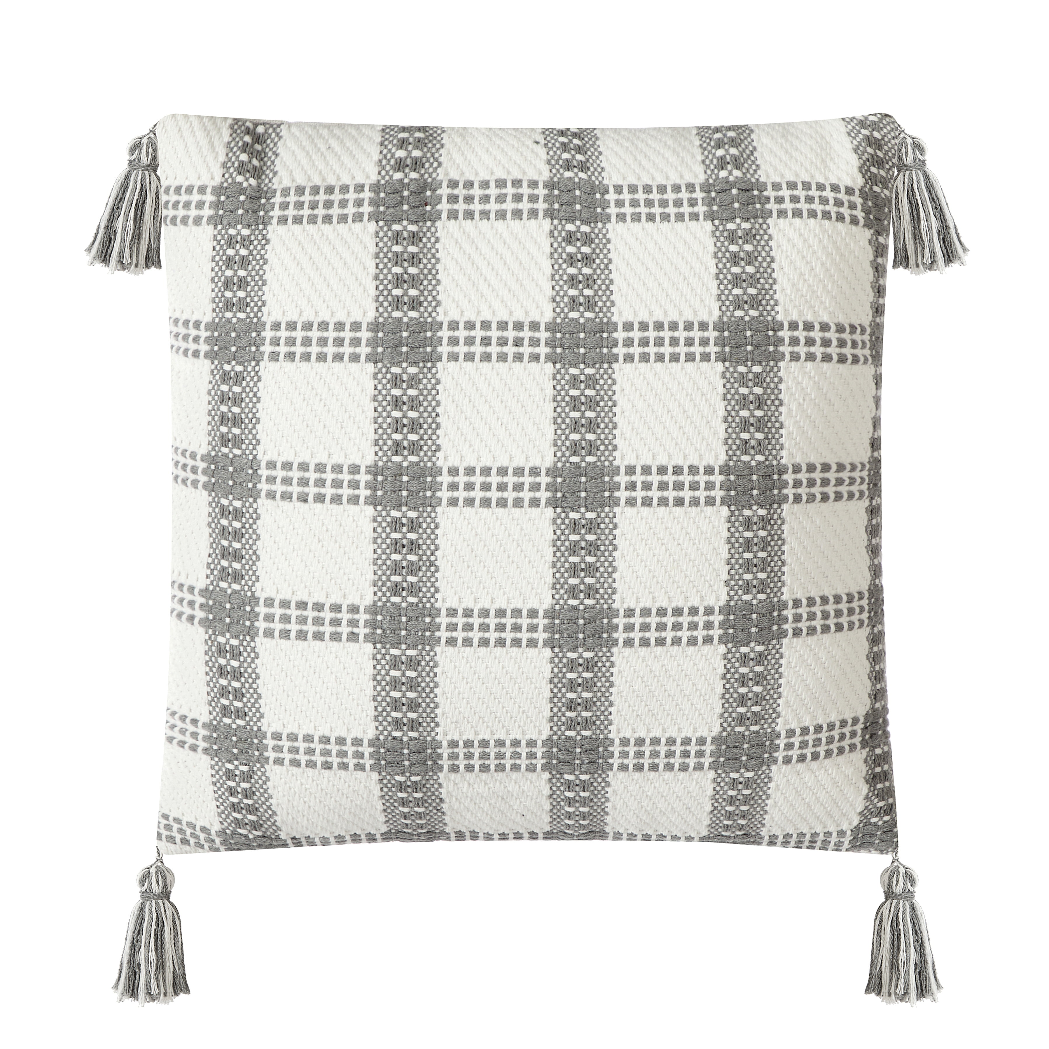 (2 pack) Mainstays Window Plaid Square Decorative Pillow, Gray 18" x 18"