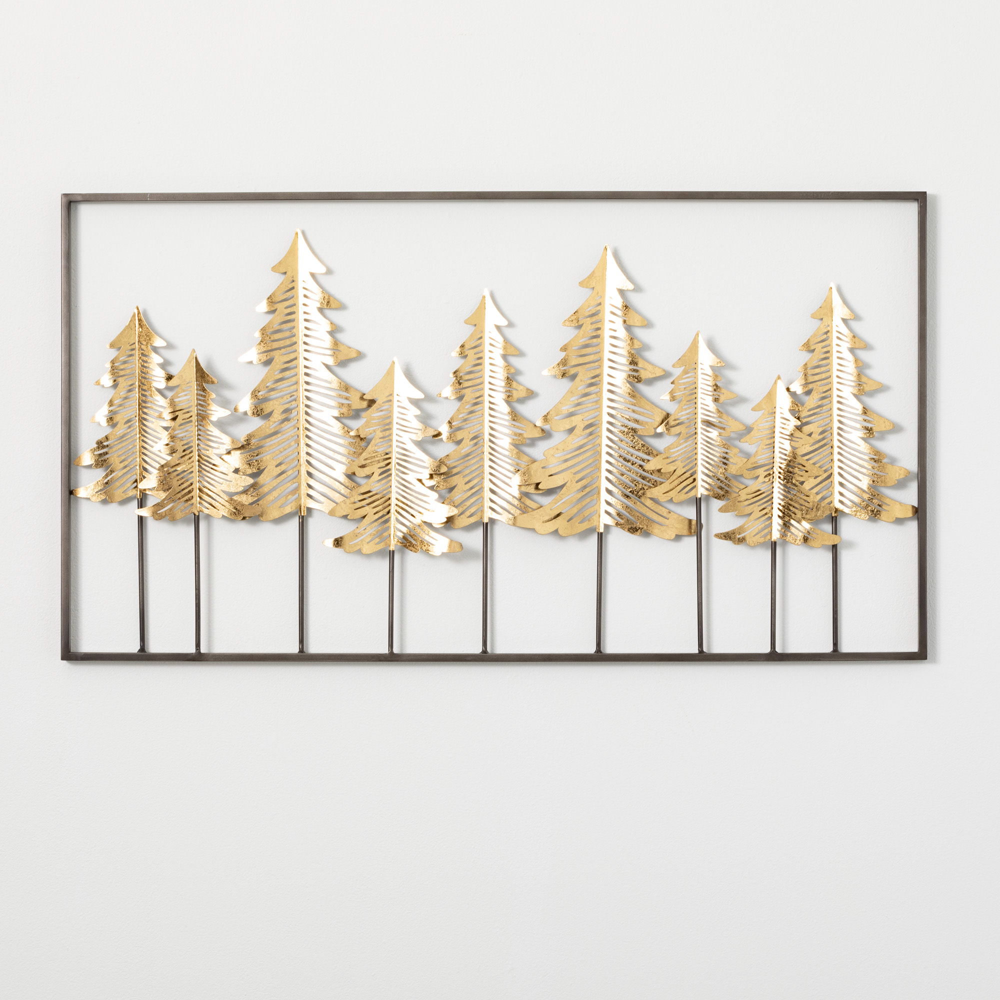 Landscape Gold Tree Wall Decor Multicolor 21.5"H Metal
