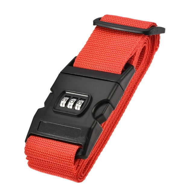 Unique Bargains Luggage Strap Suitcase Belt with Buckle, Combination Lock, 2Mx5cm Adjustable PP Travel Packing Accessory Red