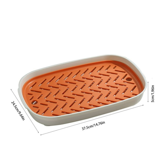 Double Draining Fruit Tray Shelf, Kitchen Storage Rack, Organizer for Tea Sets, Fruits, and Other Kitchen Items, Green/Orange/Khaki, Practical and Stylish Kitchen Solution