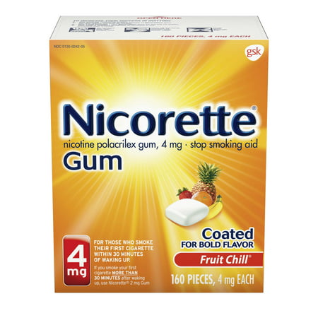 Nicorette Nicotine Gum to Stop Smoking, 4 mg, Fruit Chill, 160 (Best No Nicotine Vape)