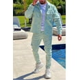 thumbnail image 2 of Solid Long Sleeve Jacket Drawstring Pants Set (XXL, TeaGreen), 2 of 6