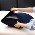 thumbnail image 2 of 100% Viscose Made from Bamboo Breathable Pillowcases Set of 2-Pack for Hot Sleepers and Night Sweats- Softness and Cooling Pillow CasesColor Navy Blue -20 x 30 Inches）, 2 of 5