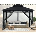 thumbnail image 4 of ABCCANOPY 11'x11' Patio Gazebo With Mosquito Netting and Double Soft Roof Canopies for Shade and Rain,Black, 4 of 8