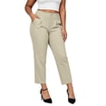 thumbnail image 2 of Stamzod Plus Size Pants for Women Cropped Work Trousers High-Waisted Button Straight Leg Dress Pants with Pockets Business Casual Outfits Khaki B S, 2 of 9