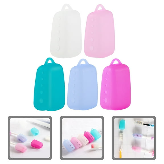 LEORX Travel Design 5Set Tooth Brush Coverings Protective Caps for Adults Home Use
