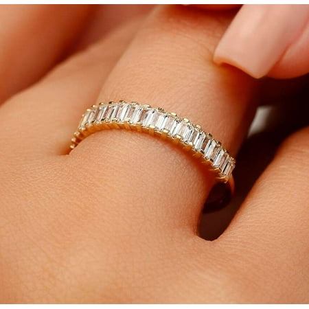 vylahjewellery 1.50 Ct Baguette Cut Diamond Ring Moissanite Solitaire Wedding Ring for Her