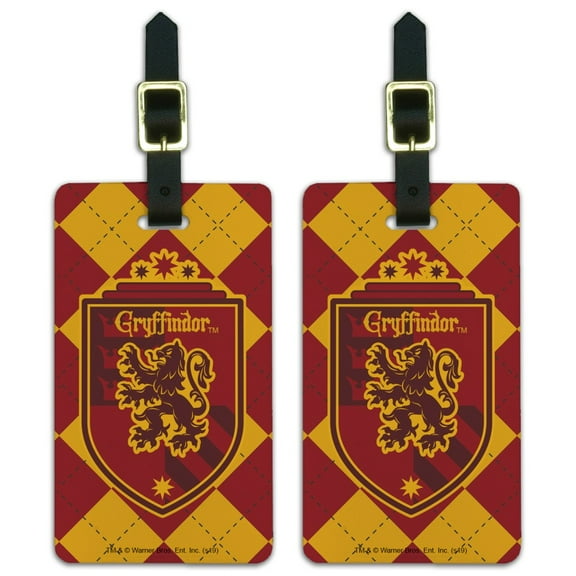 Harry Potter Gryffindor Plaid Sigil Luggage ID Tags Suitcase Carry-On Cards - Set of 2