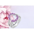 thumbnail image 3 of Divine Creation 1.20 Ct Round Cut Purple Amethyst & Diamond Wrap Guard Enhancer Wedding Engagement Ring 14K White Gold Finish 925 Sterling Silver For Women's -8.5, 3 of 3