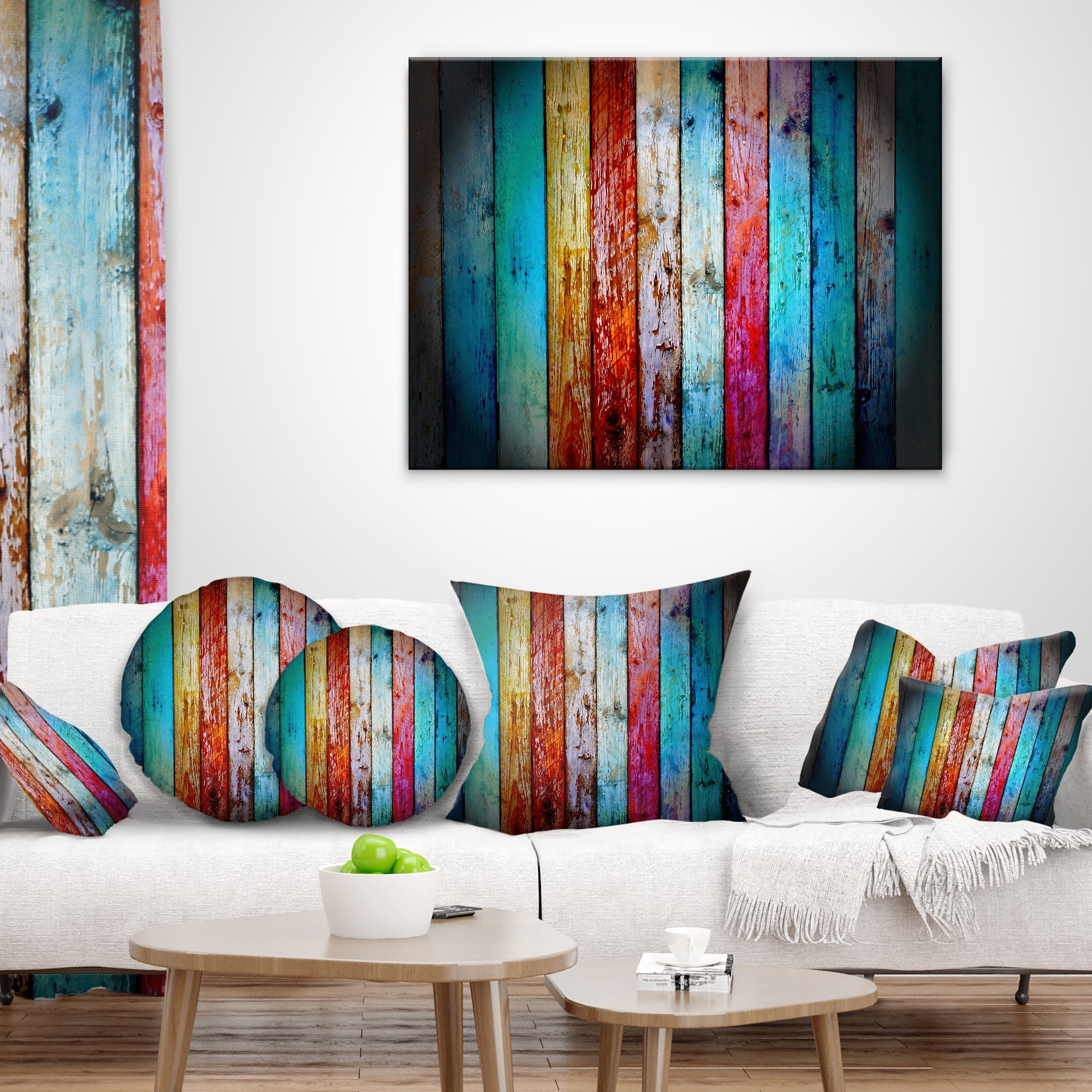 Designart Vintage Wooden Pattern - Contemporary Throw Pillow - 12x20