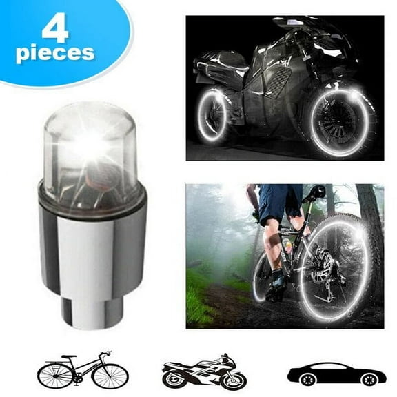 POINTERTECK 4 Pcs LED Wheel Tire Valve Caps Light Neon Lamp Waterproof For Car Bike Motorcycle for Car Bike Bicycle