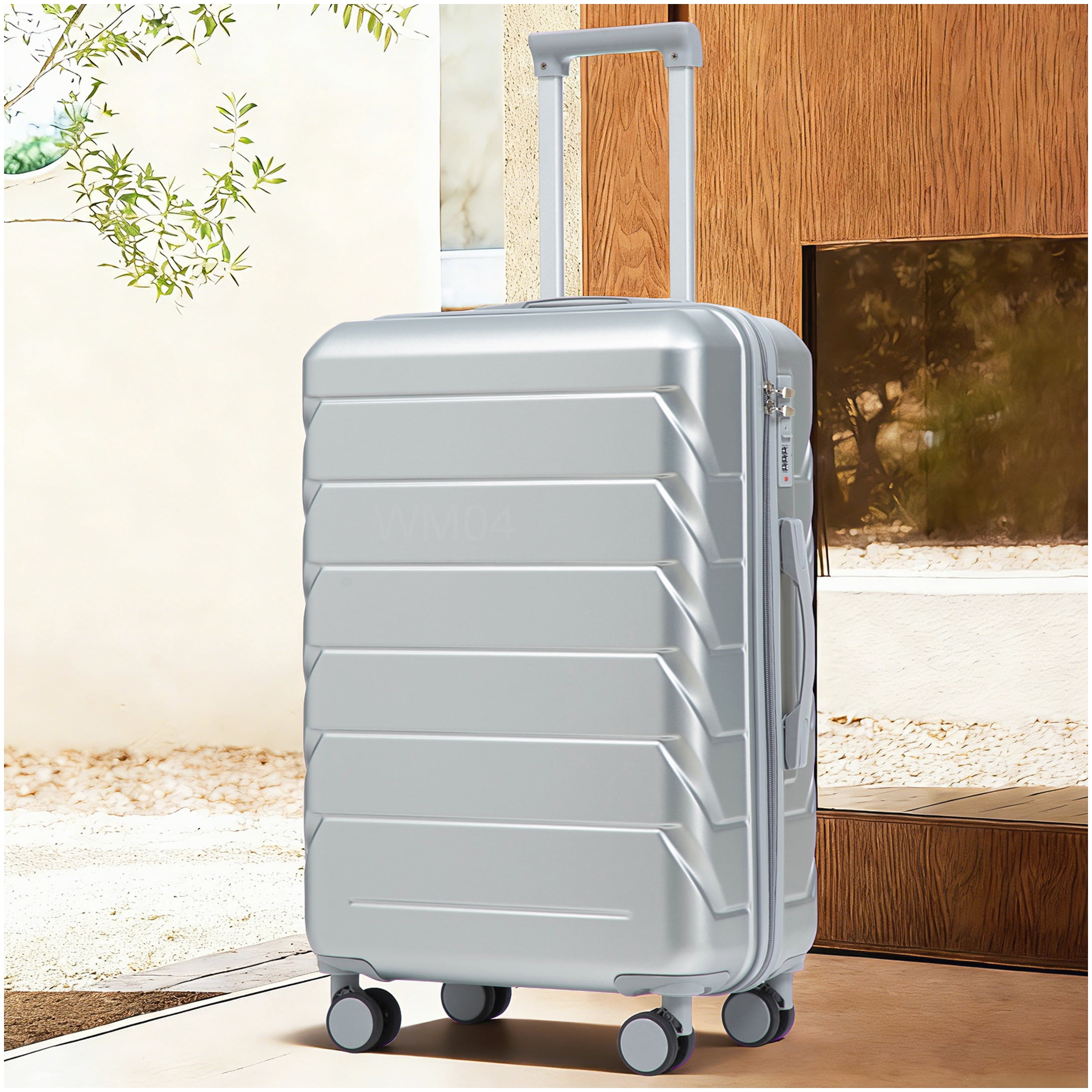 MANGIJOY Silver ABS Hardside Spinner Luggage, 28 Inch Large Checked Bag with TSA Lock &; Retractable Handle