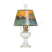 Aladdin Clear Lincoln Drape Table Oil Lamp with Ride Into the Sunset Shade, Nickel
