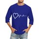 thumbnail image 4 of Camisas de Lino para Hombres Impresión Cuello Redondo Casual 3/4 Manga Blusa, Mezcla de Lino de Algodón para Primavera Verano Ocio Y Tops Diarios, 4 of 7