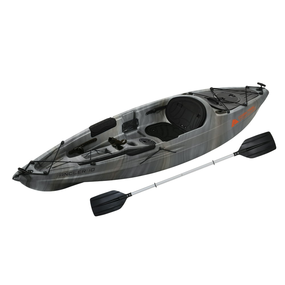 Ozark Trail 10' Sitontop Angler Kayak Gray Swirl, Paddle Included