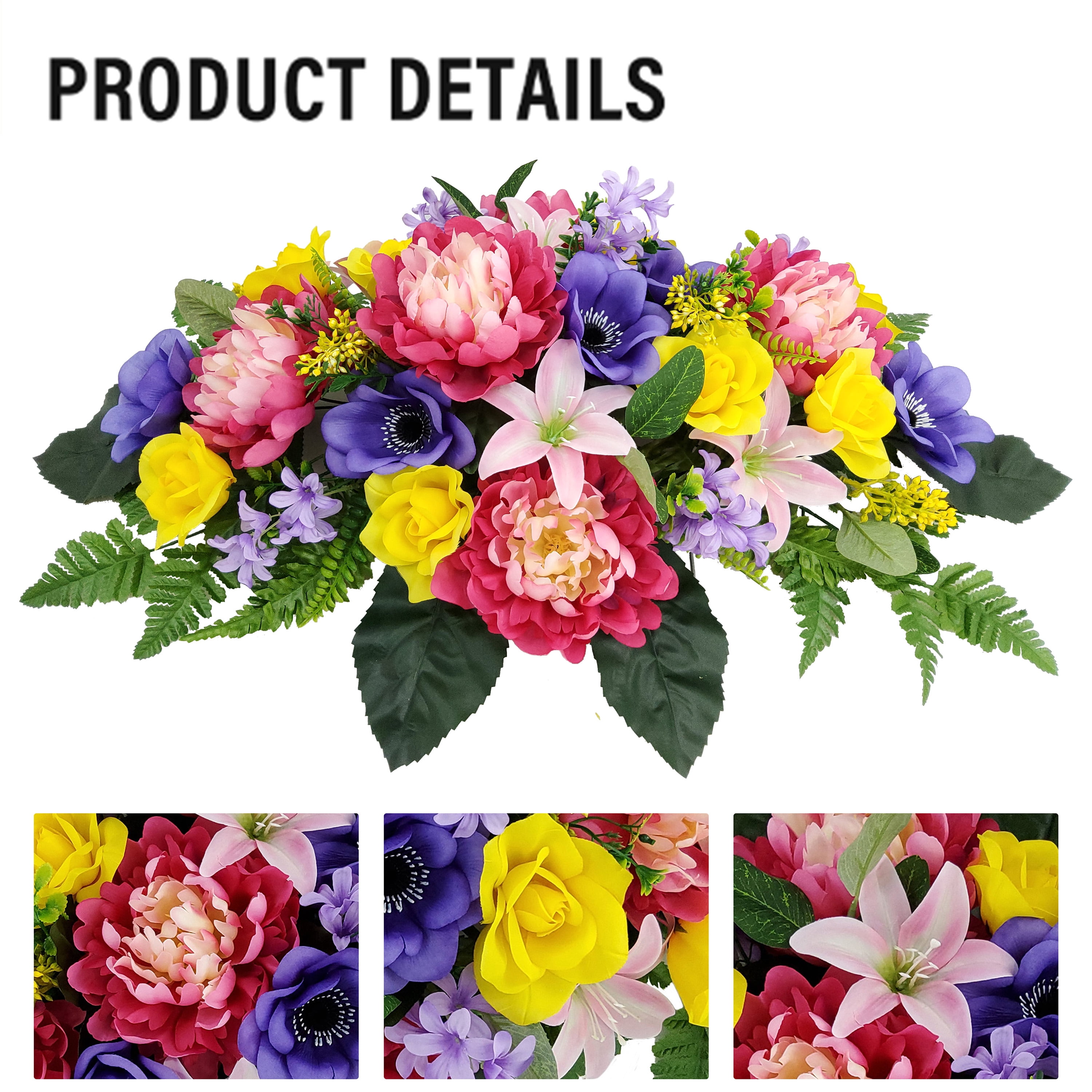 Mainstays 30 in Outdoor Artificial  Large Headstone Peony in Fuchsia