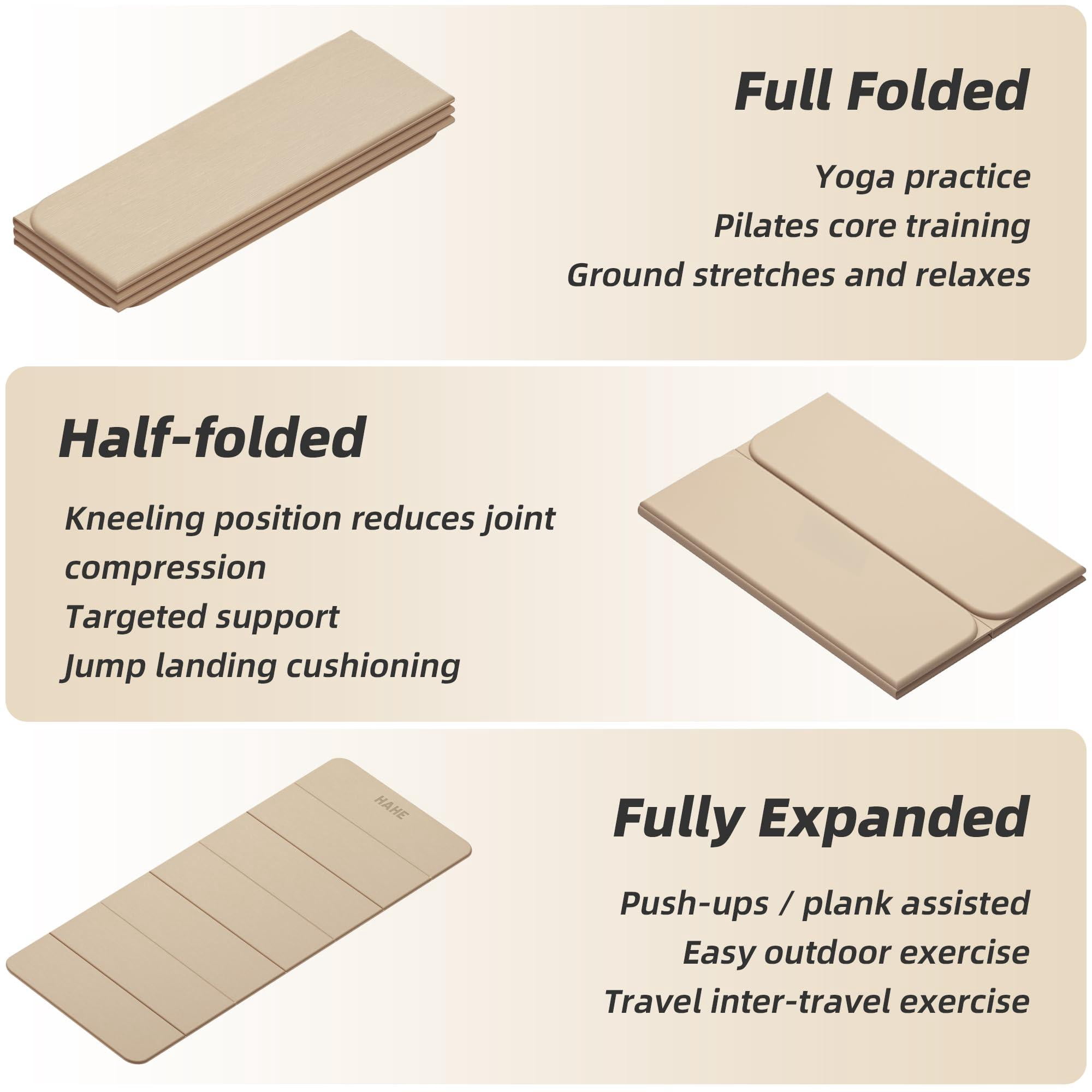 Foldable Yoga Mat 74"lx32"wx1/3"thick Folding Exercise Non-slip Wide Pilates Mats For Home Workout/travel  Portable Thick Yoga/pilates/camping/floor Exercises