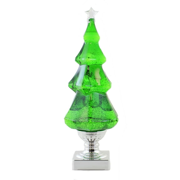 Christmas LED Green Swirl Tree Plastic Silver Base 131372