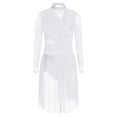 thumbnail image 3 of SiiRoh Women's Lyrical Dance Dress Long Sleeve Backless Skirt Leotard Modern Contemporary Dancing Outfit White M, 3 of 5